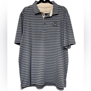 Bobby Jones X-H20 Performance Windmill Lakes Blue Striped Polo Golf Shirt XL